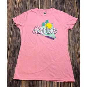 Barbie T-Shirt Womens Pink Size S 80s Graphic Tee Retro Palm Trees Mattel